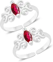 [Tongari] 925 Enthralling CZ Toe Rings in Pure 92.5 Sterling Silver for Women., Adjustable, Non-Precious Metal, No Gemstone