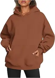 [Sczwkhg] Womens Hoodies Oversized Sweatshirts 2024 Pullover Fleece Shirts Long Sleeve with Pockets Outfits Fall Winter Clothes