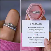 Rings Anxiety Meditation Rings For Women Girls To My Daughter With Beads Spinner Adjustable Open Rings