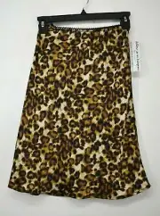 Ten Sixty Sherman Girls Waistband Lace Trim Fit Flare Leopard Print Midi Skirt S