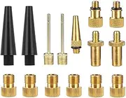 WADY Bicycle Presta Schrader Valve Adaptor, Brass Bike Pump Adapters, Ball Pump Needle, Balloon Inflatable Toys Nozzle, Air Pump Accessories for Standard Pump or Air Compressor(15Pcs)