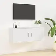 Wall Mounted TV Stand for Living Room, Modern Entertainment Center, Media Storage Cabinet, White Shelves, Bedroom Furniture, Television Table with Space