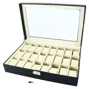 24 Slot PU Leather Watch Box/Watch Case/Jewelry Display Storage Organizer Box...