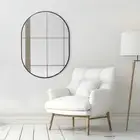 Aluminum Alloy Oval Frame Mirror 60x80cm Black Modern Wall Decor Accent Bedroom