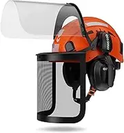 DS-SMAAT 4 in 1 Forest Helmets Kit Industrial Chainsaw Safety Helmet with Double VIsor, Mesh&Clear PC Shield and Ear Muffs, ANSI Z89.1 Certified Forestry Arborist Hard Hat