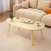 [Hbluefat] Coffee Tables, 31.5In Oval Shape Sofa Center Table, Modern Low Table, Tea Table with Wood Legs for Home Office, Small Space, Living Room (Wood)