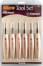 Flexcut Carving Tools 1.5mm Mixed Profile Micro Tool Set of 6 MT910 | Fine Detail Wood Carving Kit | 1095 High Carbon Steel Blades | Solid Ash Wood Handles | Made in U.S.A.