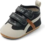 [MASOCIO] Unisex Baby First Walking Shoes Boys Girls Crawling Shoes Non-Slip Trainers Baby Shoes 3-18 Months, Black 1, 6-12 Months