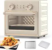Air Fryer Oven, 18L Electric Oven with Double Knob, Viewing Window, 360° Thermodynamic Cycle, Baking Pan, Baking Basket, 1200W Household Toaster for Biscuits, Tarts, Chicken Wings