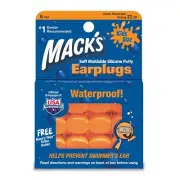 Mack's Kids Earplug Soft Moldable Silicone Putty Safe Waterproof 6 Pair 12 Pack