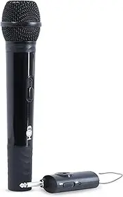 Singing Machine Portable Wireless Microphone (Black) - Premium Unidirectional Wireless Mic for Singing, Speeches & Events - Cordless Mic Compatible with Karaoke Machines, Computers, PA Systems & More