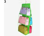 Mbg 6 Pockets Hanging Bag Purse Storage Organizer Wardrobe Closet Rack Hangers Tool-Green - Green