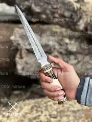 Custom Hand Forged Damascus Steel Knife, Kitchen Utensil's, Fishing, With Sheath