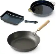 IH KS-038 Frying Pan, Compatible with Gas Stoves, Oven Plate, 7.9 inches (20 cm), Cooking Egg & Takumi Flavor Iron Frying Pan, 10.2 inches (26 cm) Set