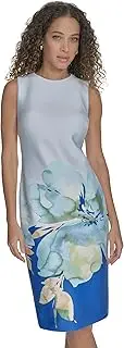 [Calvin Klein] Women's Scuba Sheath Career Event Dress, Capri Multi, 10
