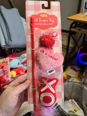 Meow Cat Teaser Toy With Feathers & Bells GMason Group Hearts Valentines Theme