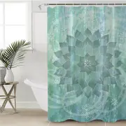 Teal Blue Turquoise Leaf Circle Shower Curtain
