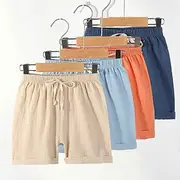 Kids Boys Shorts Solid Color Comfort Shorts School Linen Adorable Daily HTX- dark blue HTX-Green HTX-brick red Mid Waist