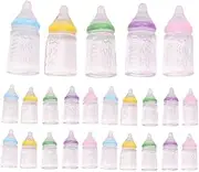 CVUTOVO 25Pcs Mini Bottle for Shower Party Decoration DIY Simulation Cute Miniature Milk Bottle Ornaments Safe and Materials for Nursery and Playroom