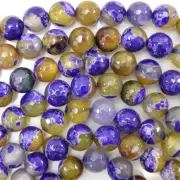 Faceted Lemon Purple Agate Round Beads Gemstone 15" Strand 6mm 8mm 10mm 12mm