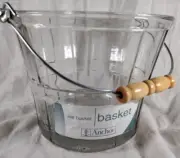 NEW - Anchor Hocking Glass Ice Bucket With Wood Handle USA
