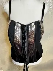 Cacique Corset Bustier Sz 14/16 Black With Silver Sequins nwt retails for $58
