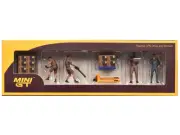 2023 Mini GT UPS Driver & Workers 7-Piece Figure Set for 1/64 Scale Models