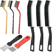 8 Pcs Bathroom Kitchen Cleaning Brush Toilet Shower Tile Joints Dead Angle Hard Bristle Cleaner Brushes Gas Stove Long Handle Multi-Function Cleaning Tool Copper Wire Stove Range Hood Oil Stain