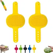 Meowvo Silicone Grooming Strap Pad for Cats, Silicone Grooming Strap Pad, 2-in-1 Self-Groomer and Face Massager for Cats & Dogs, Fits Table Legs & Climbing Frames (2Pcs-Yellow)