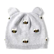Jiggle & Giggle Cotton 18cm Honey Bee Knit Beanie Baby/Newborn Hat/Cap Grey 0m+
