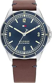 [Tommy Hilfiger] Maverick Brown Leather Blue Dial Men's Watch