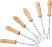 WEKADRIN 6pcs Fruit Forks Set Ergonomic Handles for Chocolate Fondue Cheese and Corn for Desserts and Entertaining