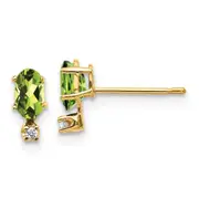 14k Diamond and Peridot Birthstone Earrings