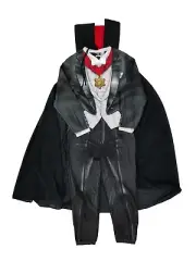 Mens Count Dracula Vampire Costume Union Suit Fleece Pajamas & Cape Large