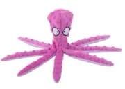 Dog Plush Toy Octopus with Crinkle Sound and Squeaker, No Stuffing, Pink 12"