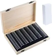 Kinsinder 100Pcs Coin Capsules, Wooden Coin Collection Box Coin Collecting Storage Coin Holder Case with Round Coin Capsules for Coin Collectors 18mm/20mm/23mm/25mm/27mm/30mm