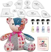 15in/Sitting Height 9in Fosdonge Acrylic Memory Bear Template Ruler Set with Detailed Instructions, Sewing Patterns for Beginners, Teddy Bear Quilting templates (Sitting Height 9in)