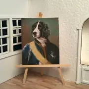 Miniature Dollhouse Shadow Box Art Royal Springer Spaniel General Dog Handmade