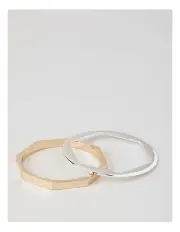 [Basque] Mixed Metal Bangle in Silver