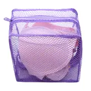 Mesh Laundry Bag Washing Clothes Zipper Solid Net For Bras And Lingerie PURPLE