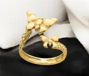 14k Yellow or Rose GoldTextured Butterfly Wrap Toe Ring - Butterfly Statement