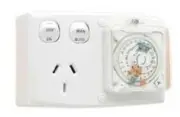 Clipsal TIMER POWER OUTLET 250V AC 3-Pin 10A Single Switched 24-Hour, White