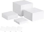 4 PCS Buffet Risers, Acrylic Risers Display Stands, Dessert Table Display Set, Collectibles Jewelry Figures Show Cake Stand with Hollow Bottoms (White 4 pcsMini Signs(8,7,6,5 Inch)