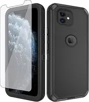 Asuwish Phone Case for iPhone 11 6.1 with Tempered Glass Screen Protector and Cell Cover Hybrid Rugged Shockproof Hard Protective Accessories iphone11case iPhone11 i Phone11 11s XI 11R Women Men Black