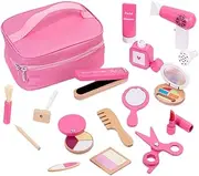 Yunhgft Make -up Kit for Girls Wood Make -up Toy Set Role Mirror Dress Up -up Beauty Set for Little Girl Princess