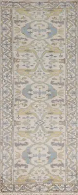 Elegant Handwoven Oushak Indian Rug Runner Carpet 3x8