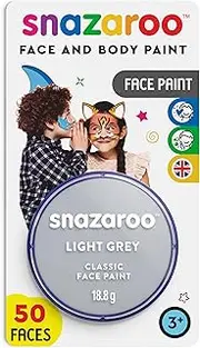 Snazaroo 1119122 Children's Make-Up, Skin-Friendly Hypoallergenic Water Based Face Make-Up, Water-Soluble, Paraben-Free, 18 ml Pot - Light Grey