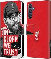 Head Case Designs Officially Licensed Liverpool Football Club Stare Red Jurgen Klopp Illustrations Leather Book Wallet Case Cover Compatible with Samsung Galaxy A15