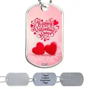 Two Hearts Happy Valentine's Day Military Dog Tag Necklace - Customized - Tag-Z