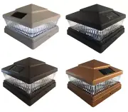 6 Pack 5x5 Solar Power Plastic Black/Copper/White/Brow 5 LED Fence Post Light